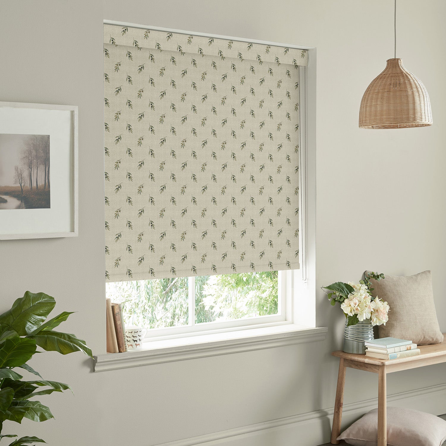 Olive Linen Look Made to Measure Roller Blind