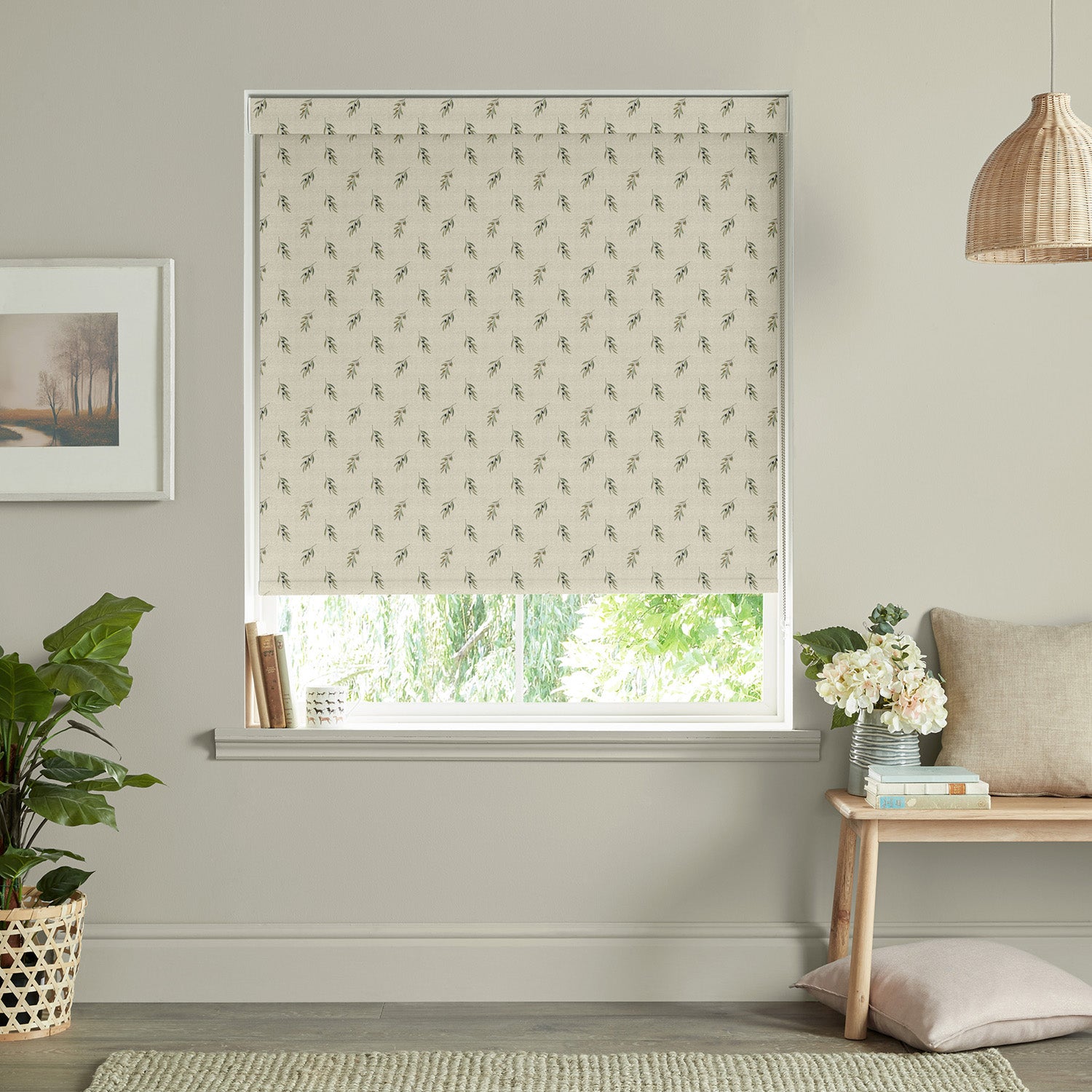 Olive Linen Made to Measure Roller Blind by Sophie Allport