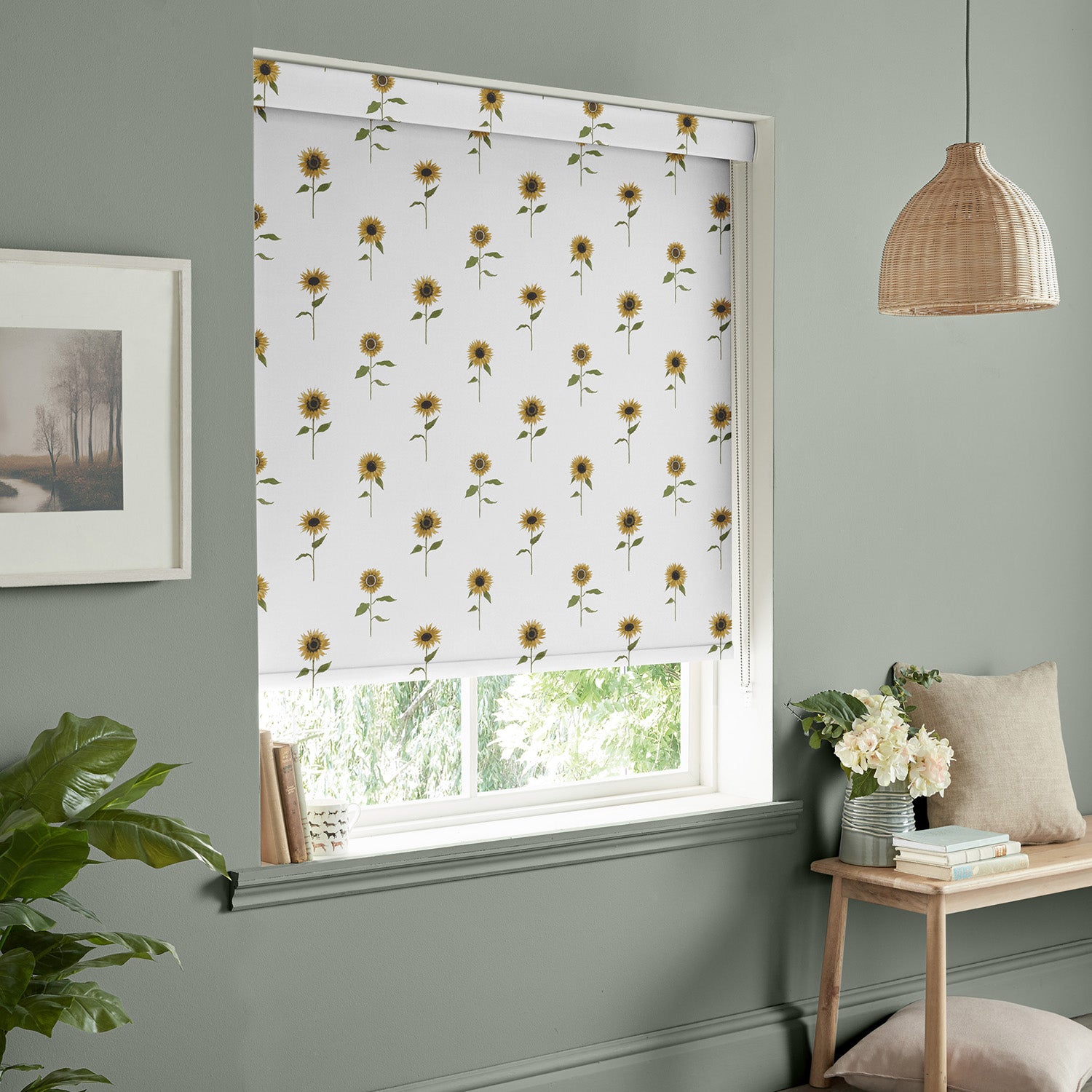 Sunflowers White Made to Measure Roller Blind