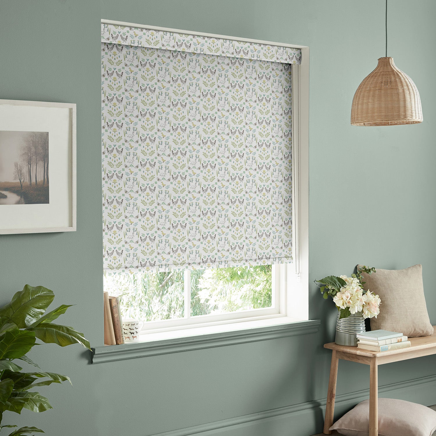 Spring Chicken White Made to Measure Roller Blind