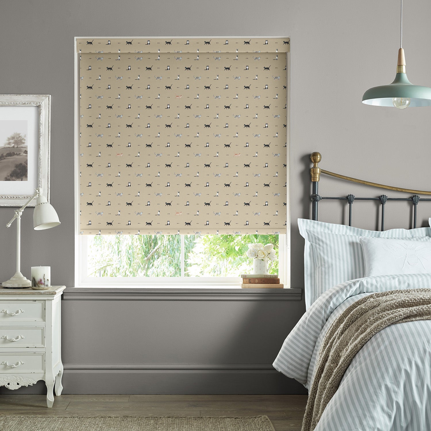 Purrfect Neutral Made to Measure Roller Blind by Sophie Allport