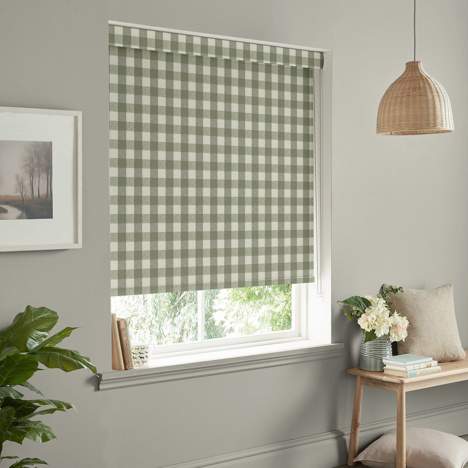 Gingham Sage Made to Measure Roller Blind