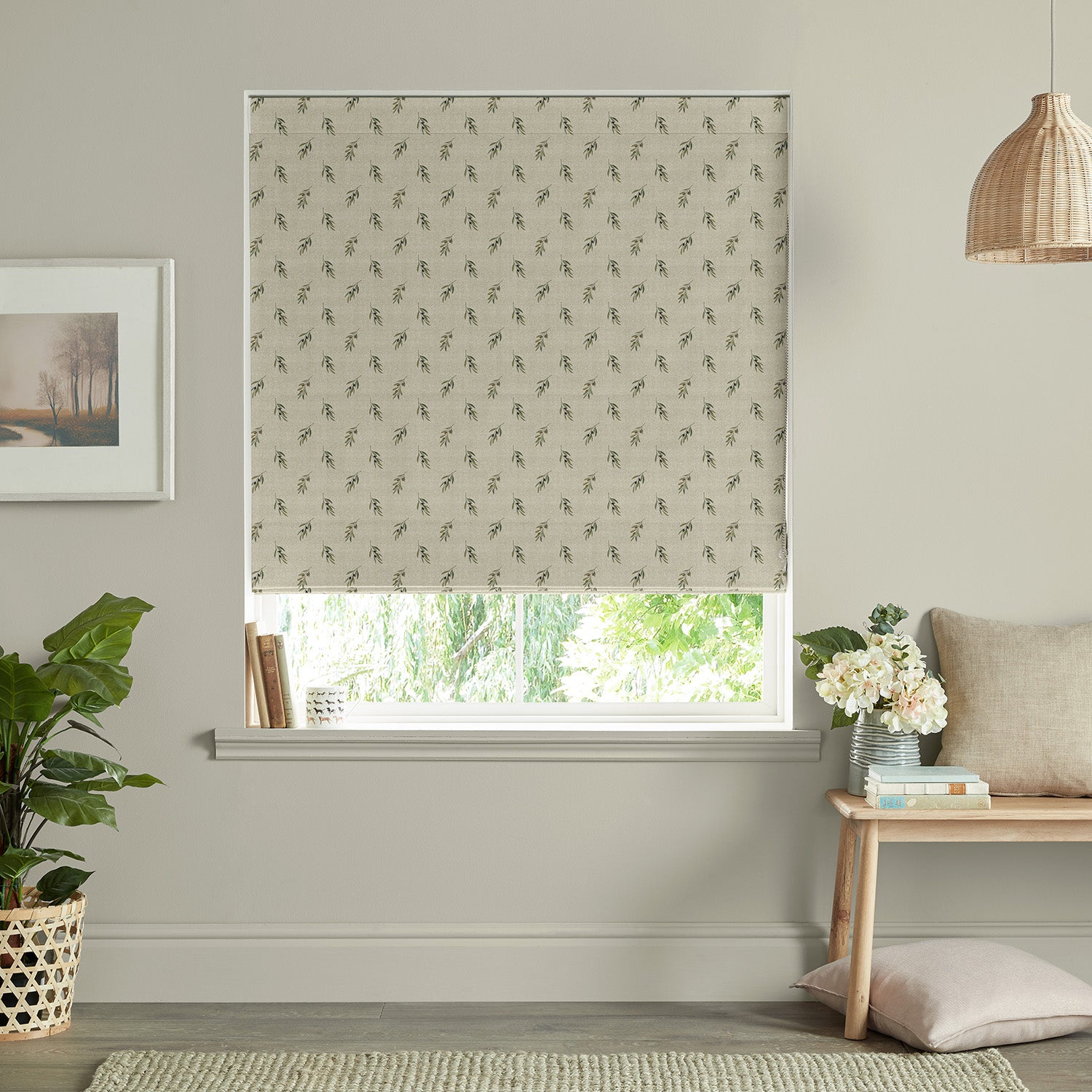 Olive Neutral Made to Measure Roman Blind by Sophie Allport