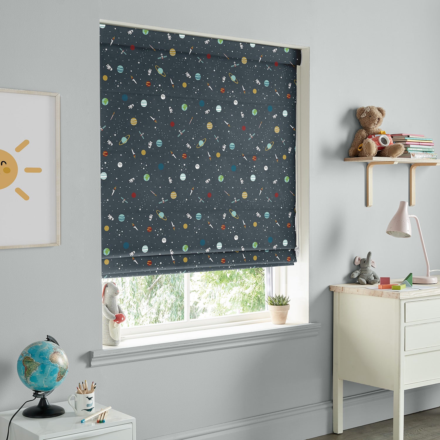 Space Teal Made to Measure Roman Blind