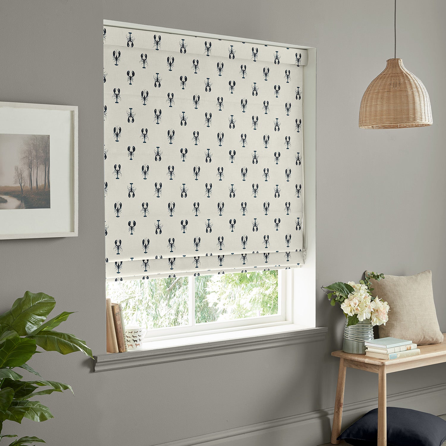 Lobster White Made to Measure Roman Blind