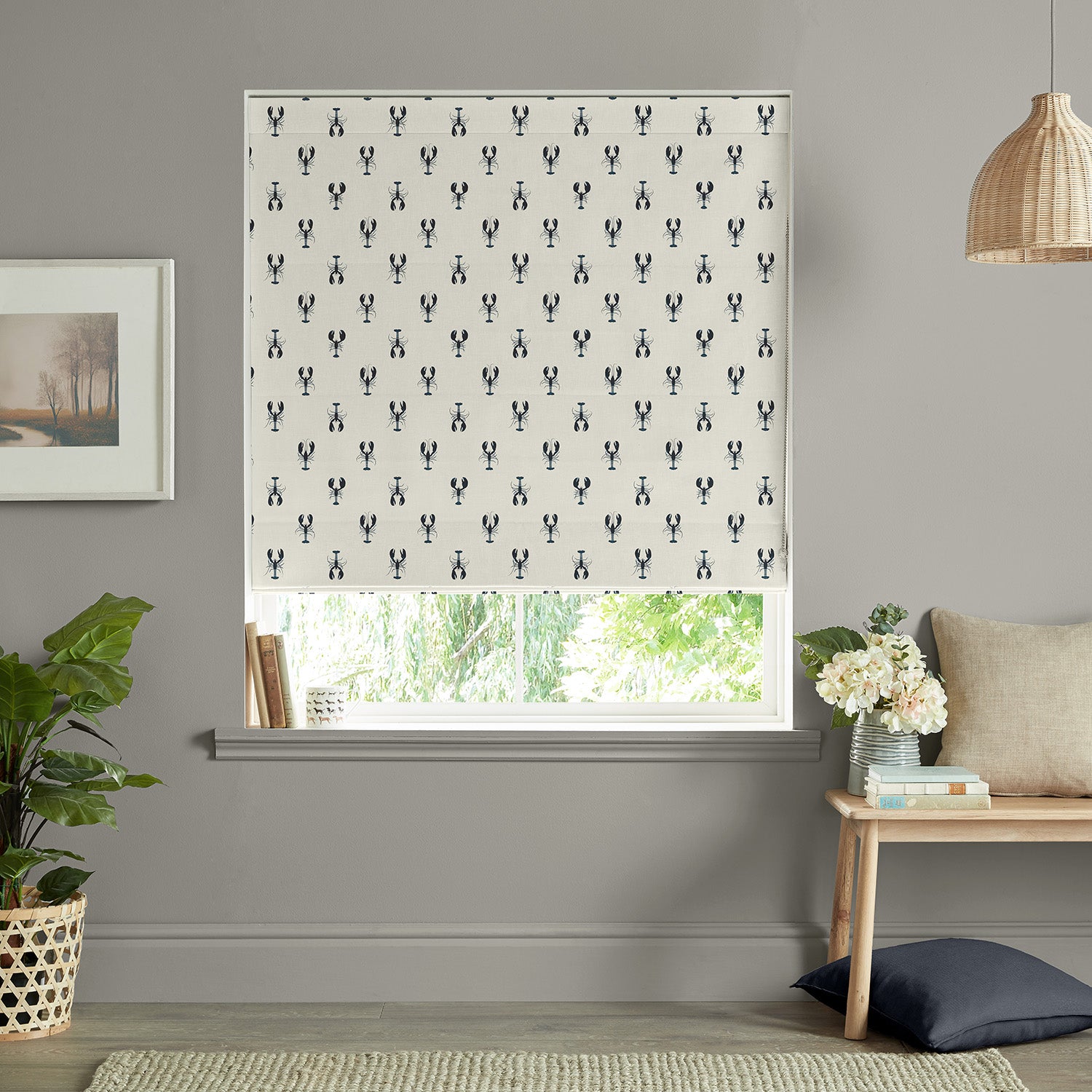 Lobster White Made to Measure Roman Blind by Sophie Allport