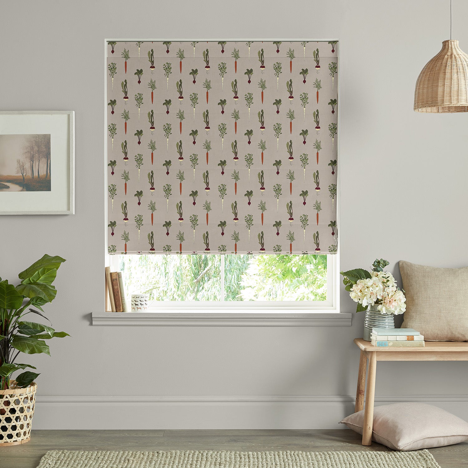 Homegrown Grey Made to Measure Roman Blind by Sophie Allport