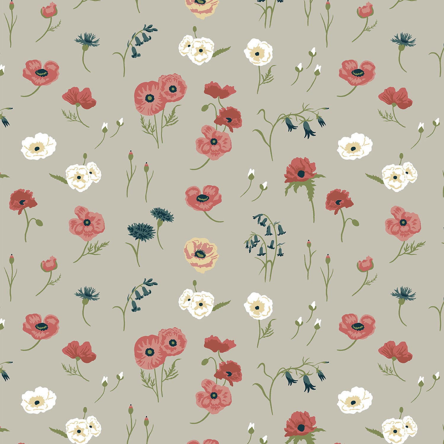 Poppy Meadow Red Curtains/Roman Blind Sample