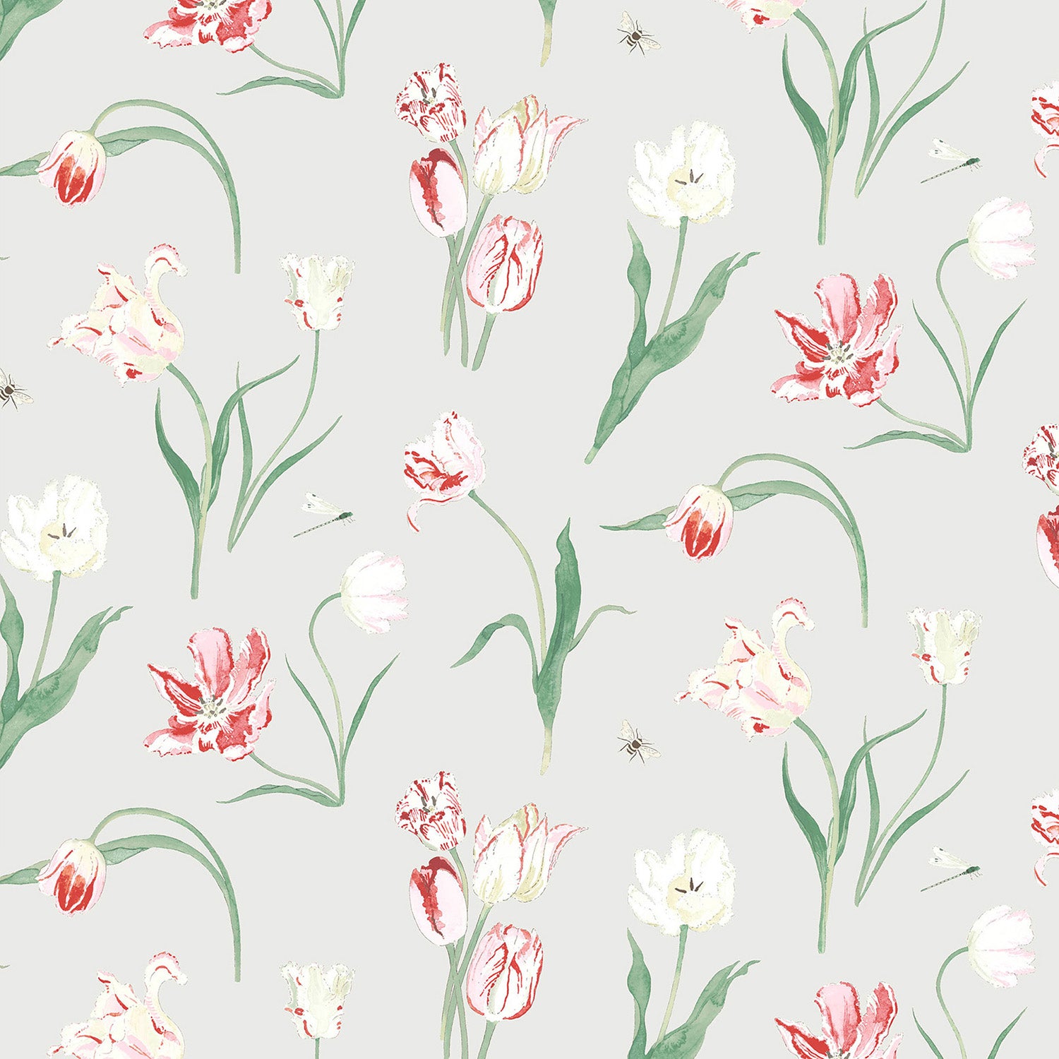 Tulips Pale Grey Roller Blind Sample