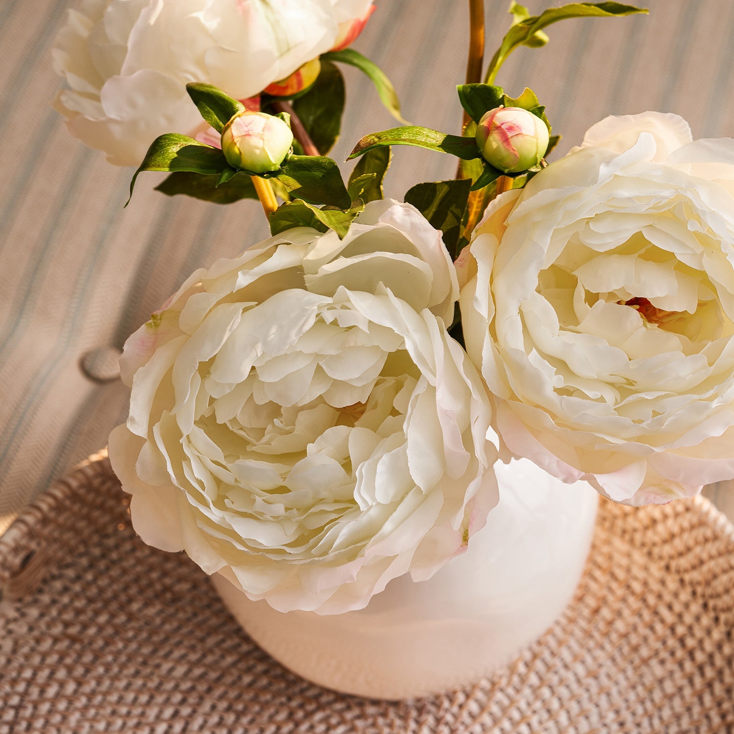 Faux white peonies by Sophie Allport detail