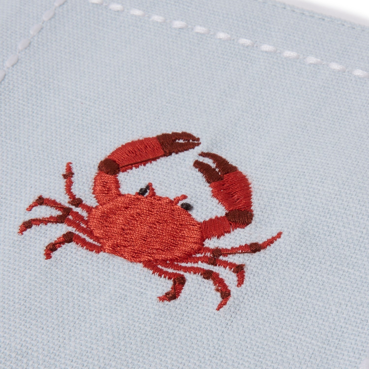 Blue drinks coasters with crab print by Sophie Allport detail