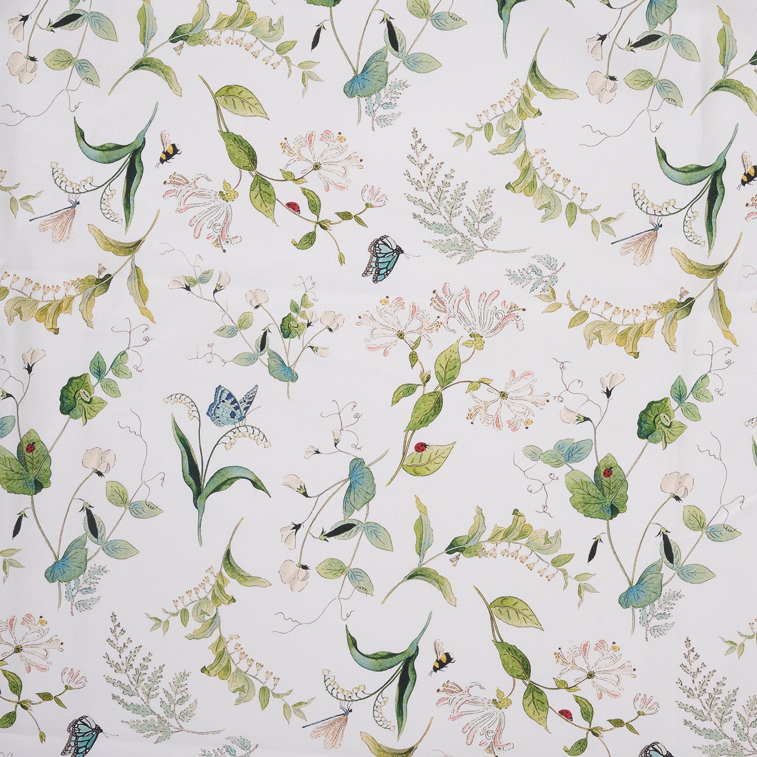 White floral print fabric swatch by Sophie Allport