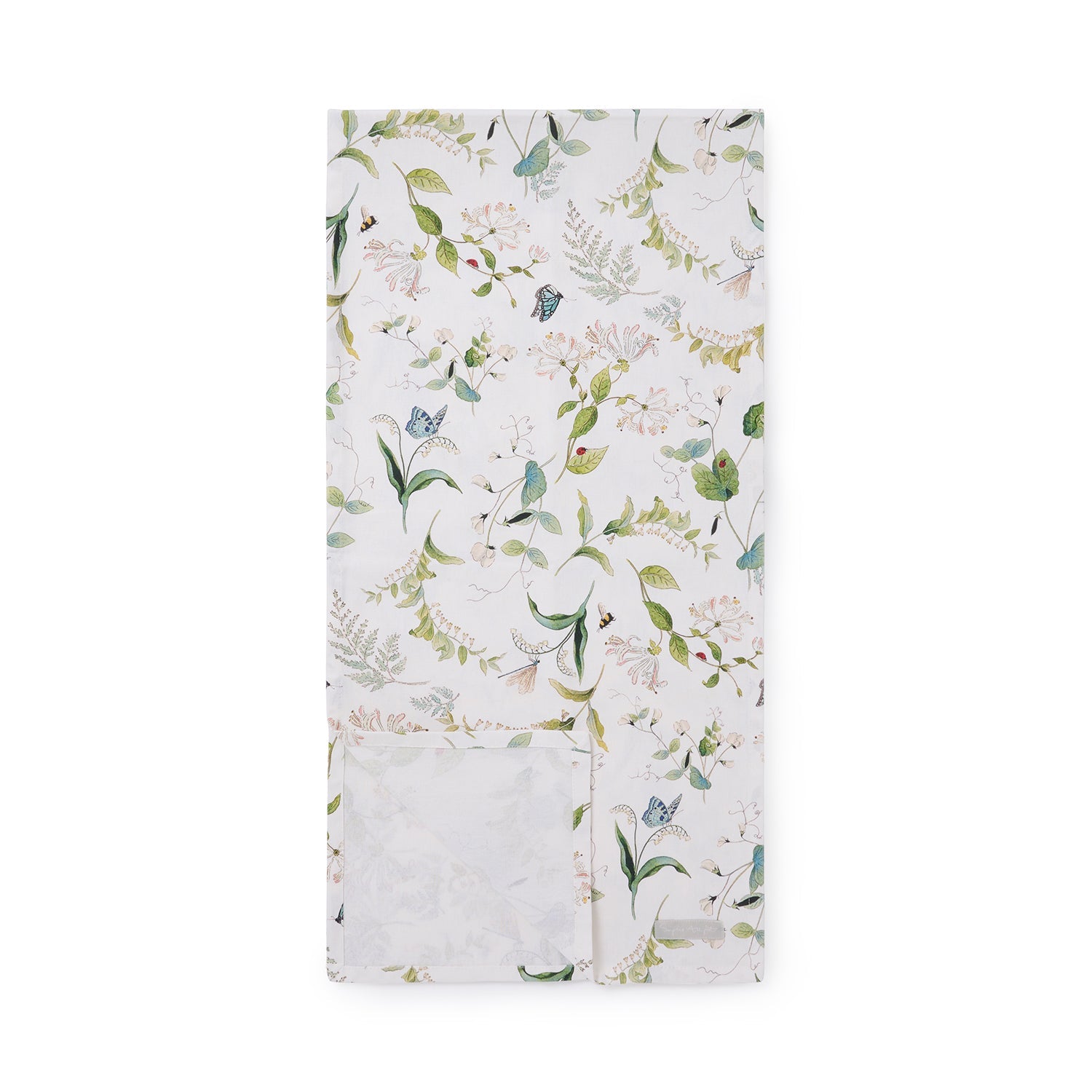 White table runner with floral print by Sophie Allport front