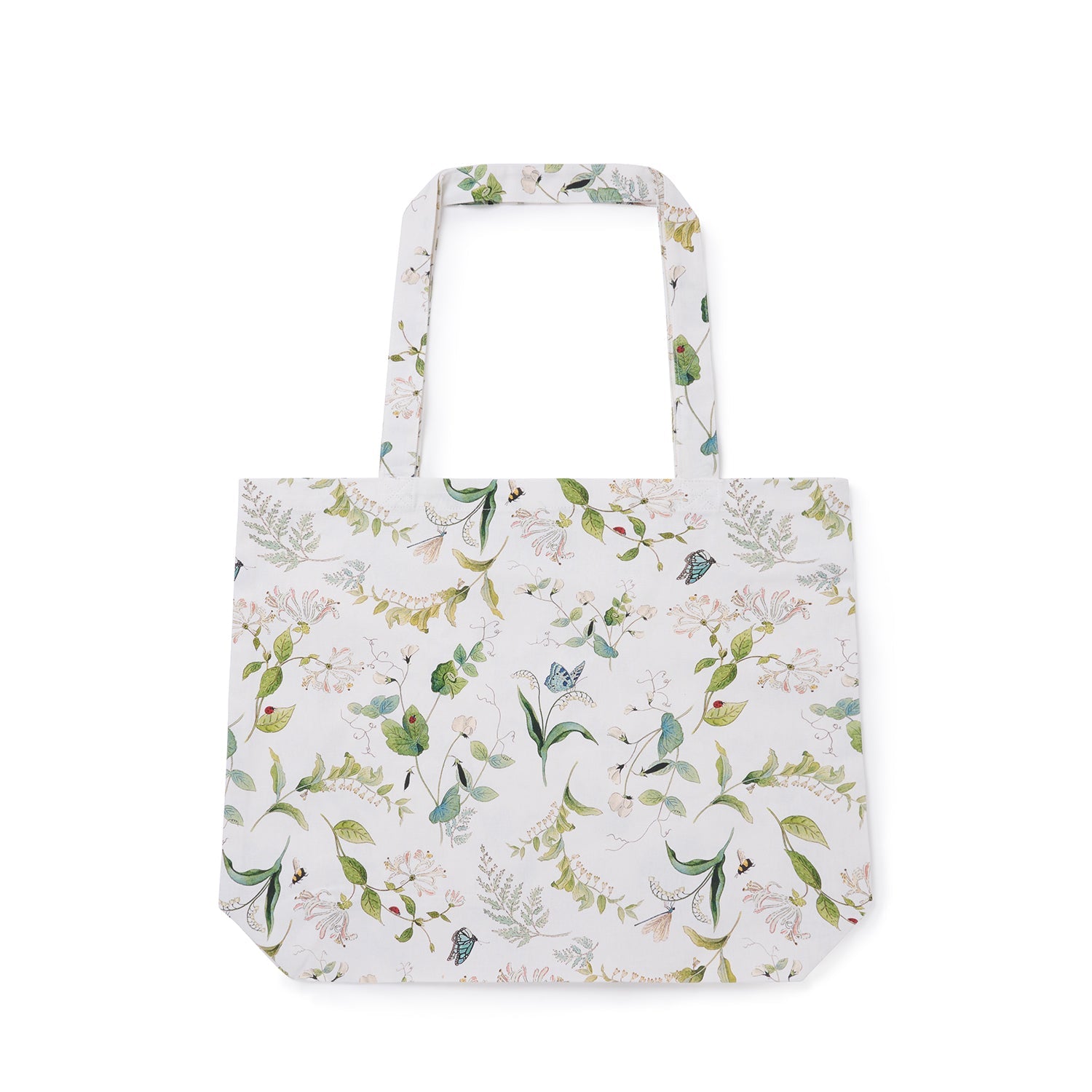 White tote bag with floral print by Sophie Allport front