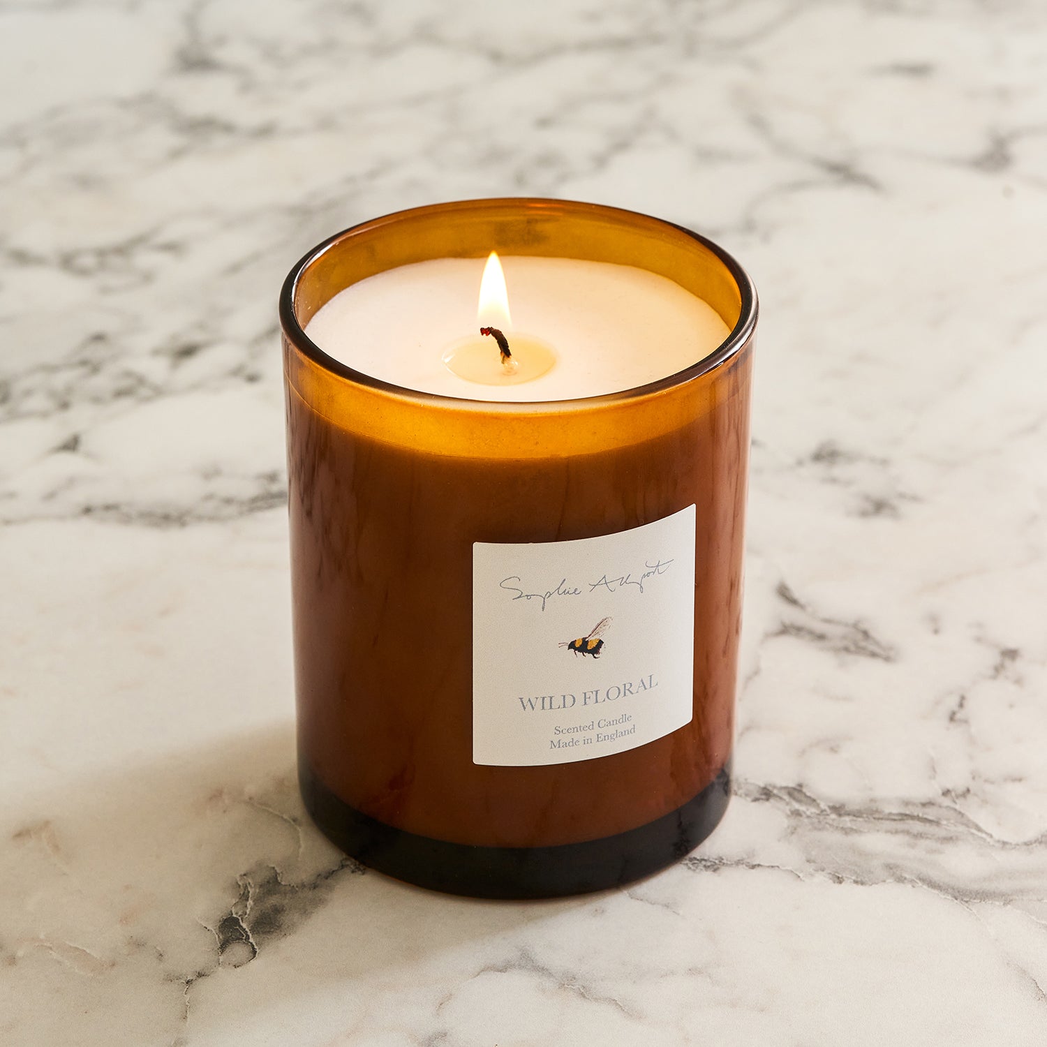 Floral scent glass candle by Sophie Allport detail