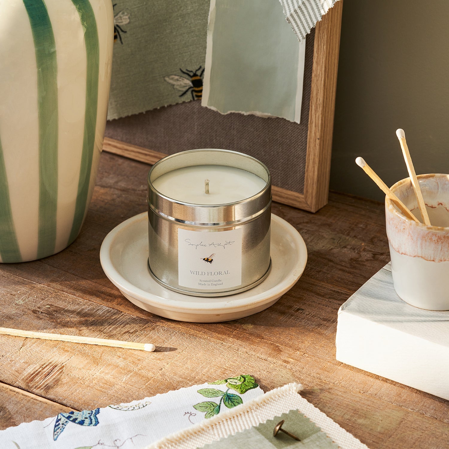 Floral scent tin candle by Sophie Allport