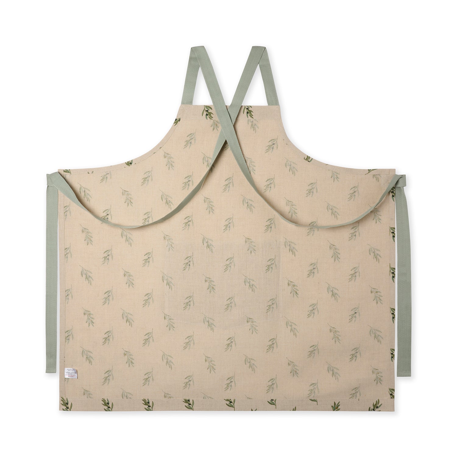 Linen adult apron with olive print by Sophie Allport back