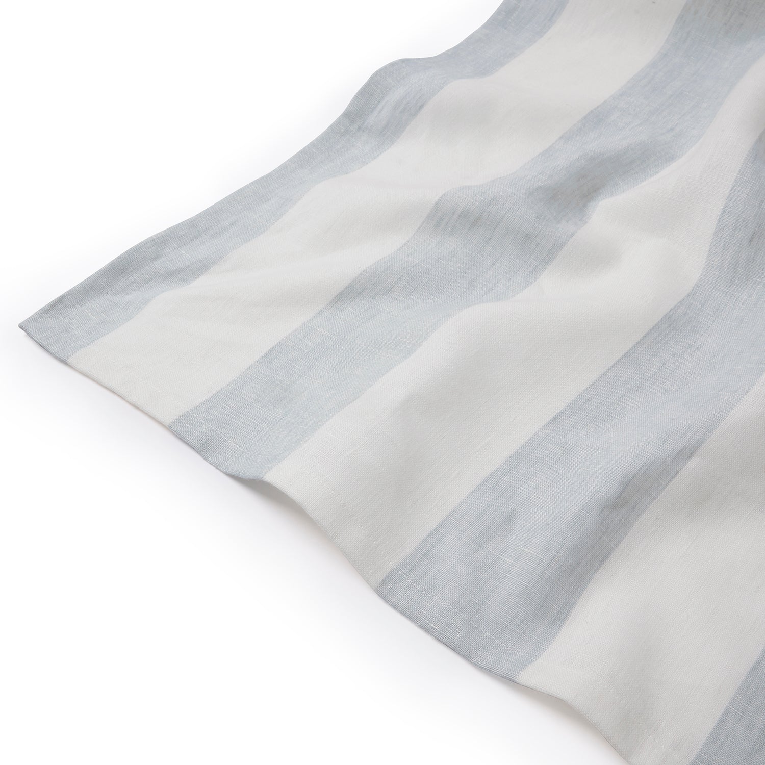 Blue and white stripe coastal tablecloth by Sophie Allport edge detail