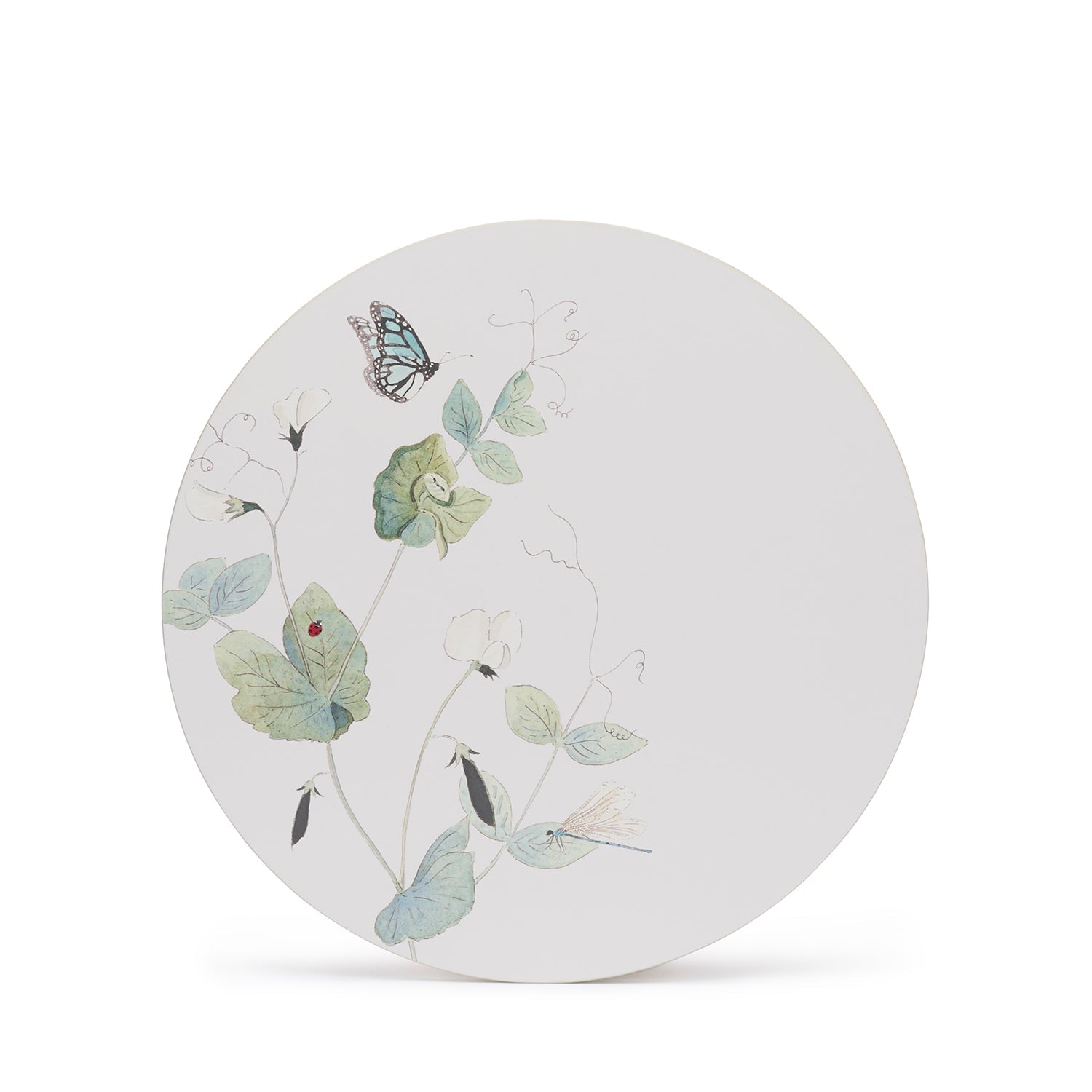 Round placemat with floral print by Sophie Allport butterfly design