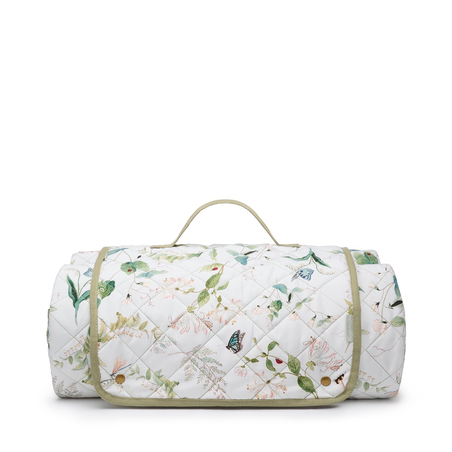 White picnic blanket with floral print by Sophie Allport front