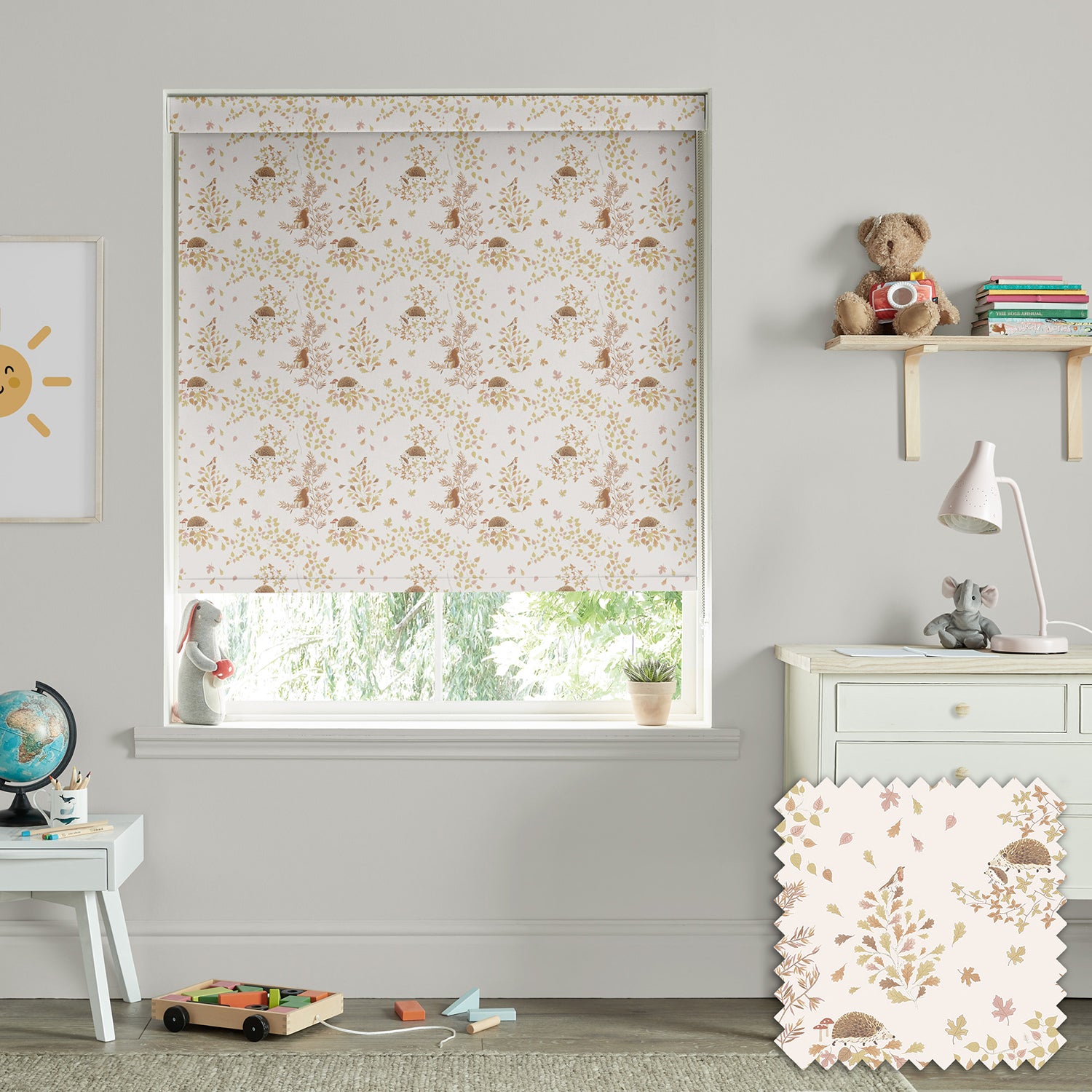 Woodland Friends Off White Made to Measure Roller Blind by Sophie Allport