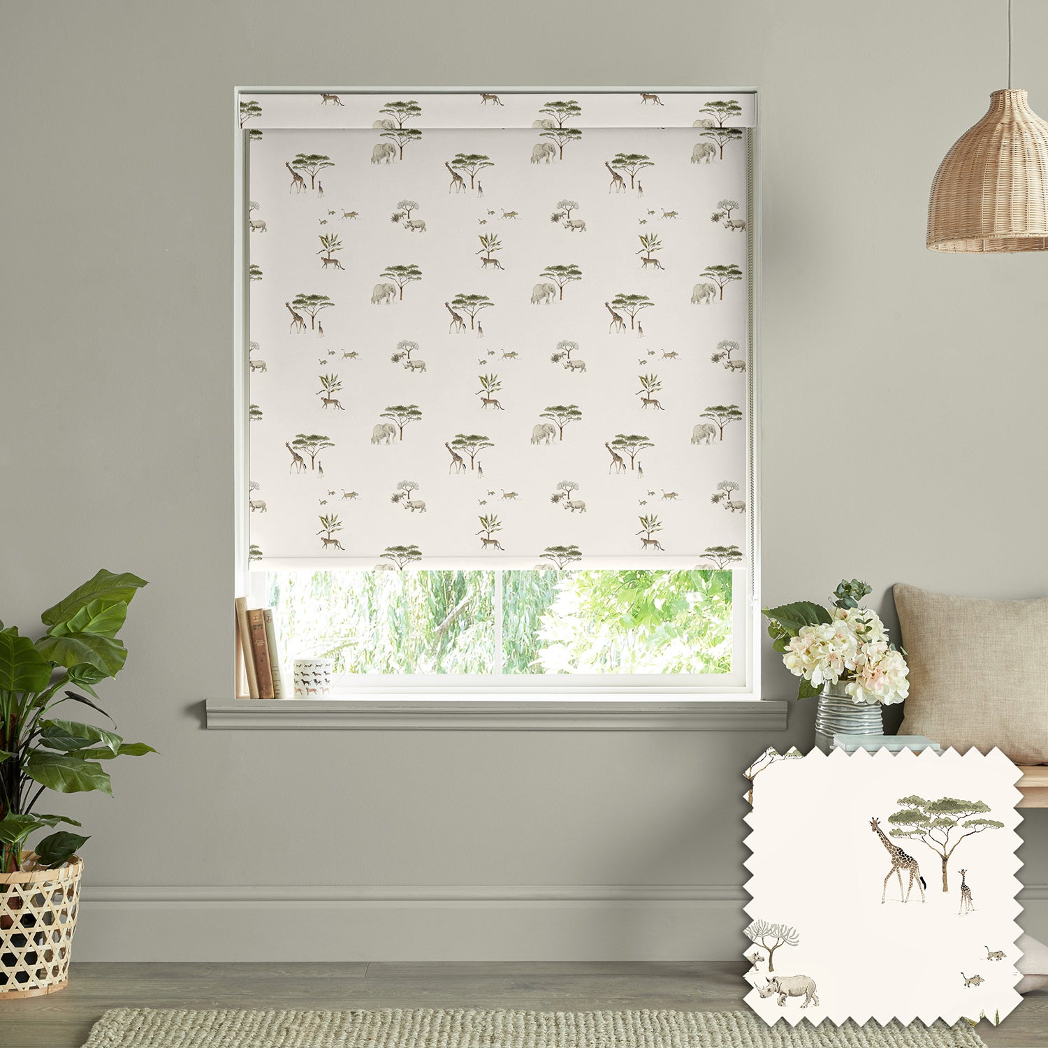 Wild Savannah Off White Made to Measure Roller Blind by Sophie Allport