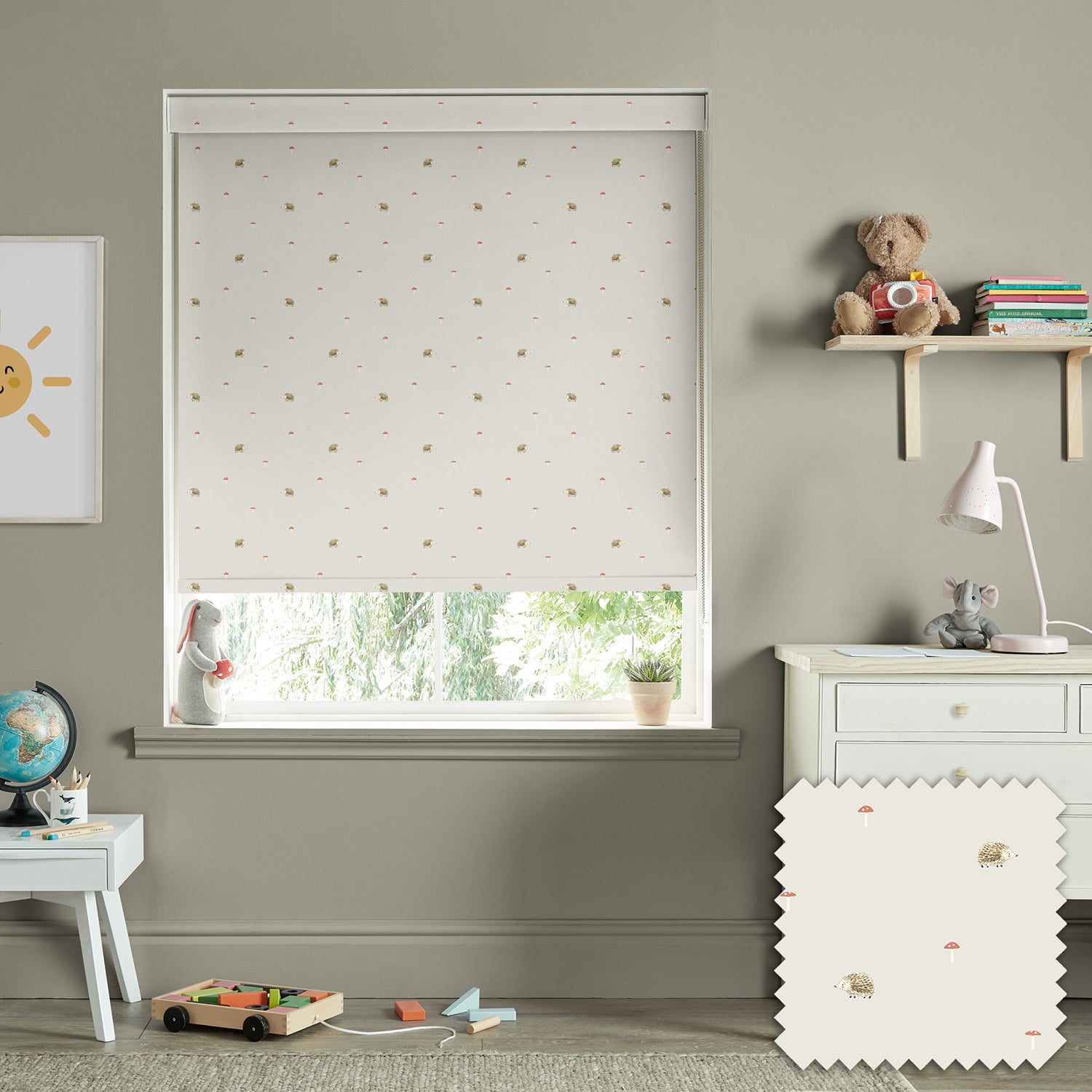 Hedgehogs Neutral Made to Measure Roller Blind by Sophie Allport