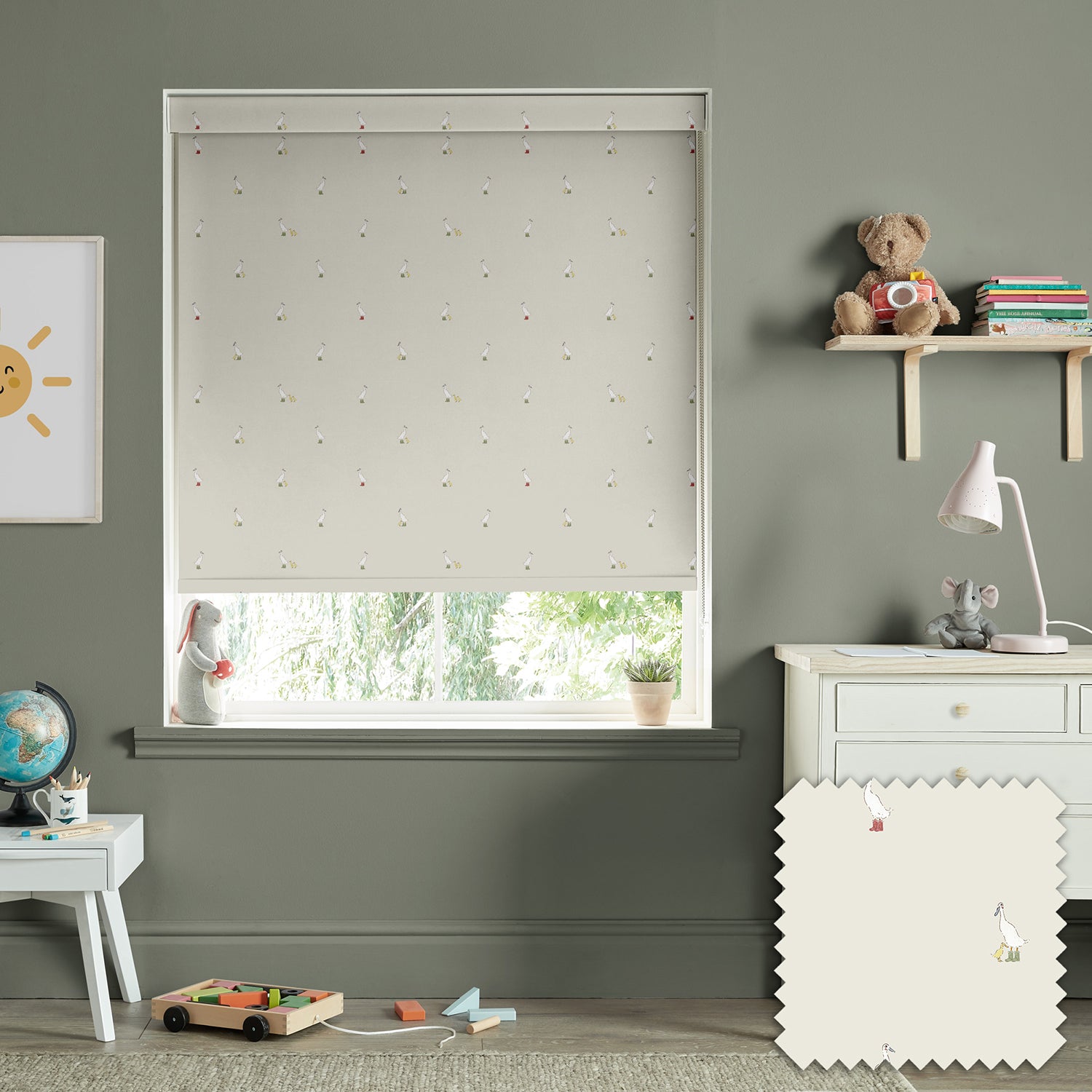 Runner Duck Neutral Made to Measure Roller Blind by Sophie Allport