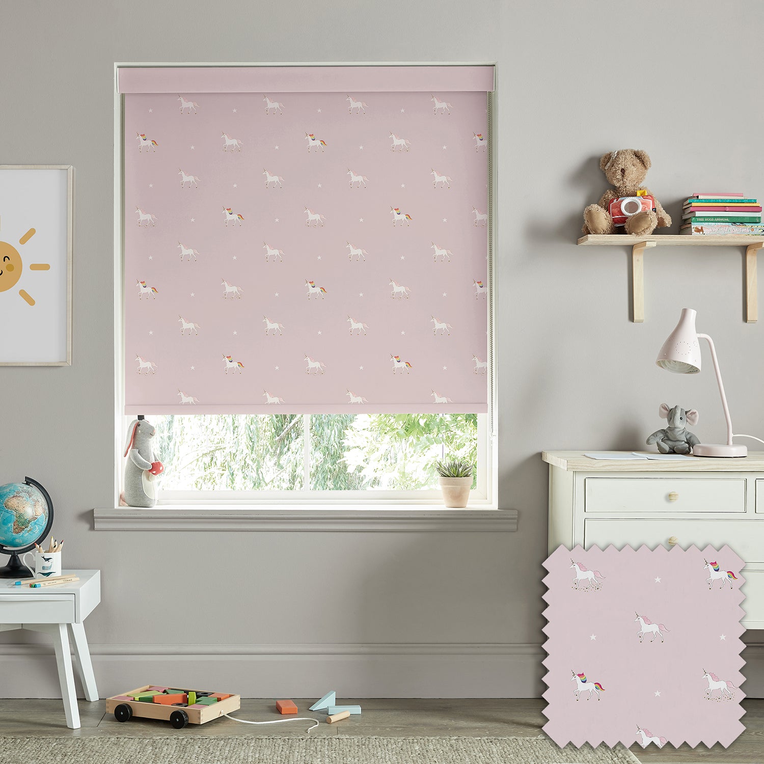 Unicorn Soft Pink Made to Measure Roller Blind