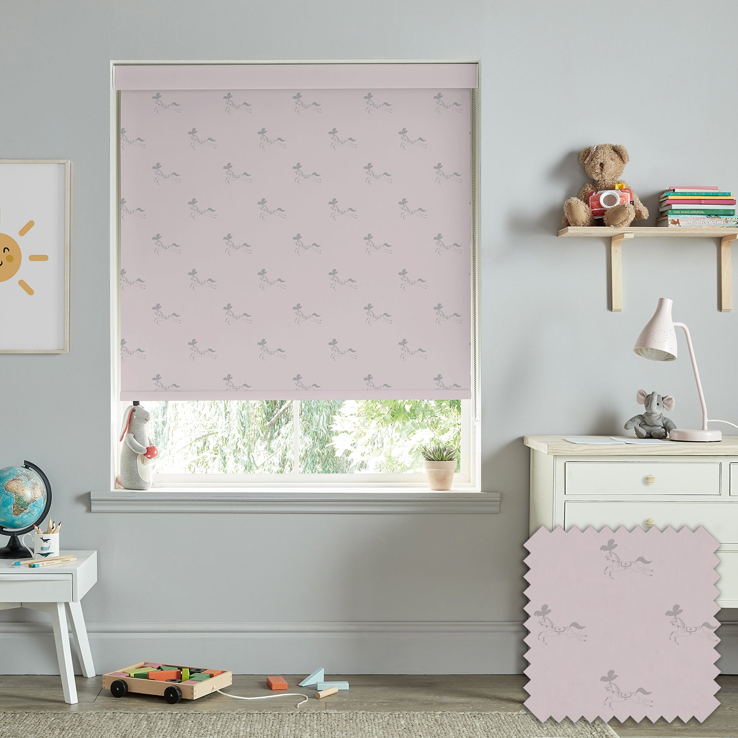 Fairground Ponies Soft Pink Made to Measure Roller Blind