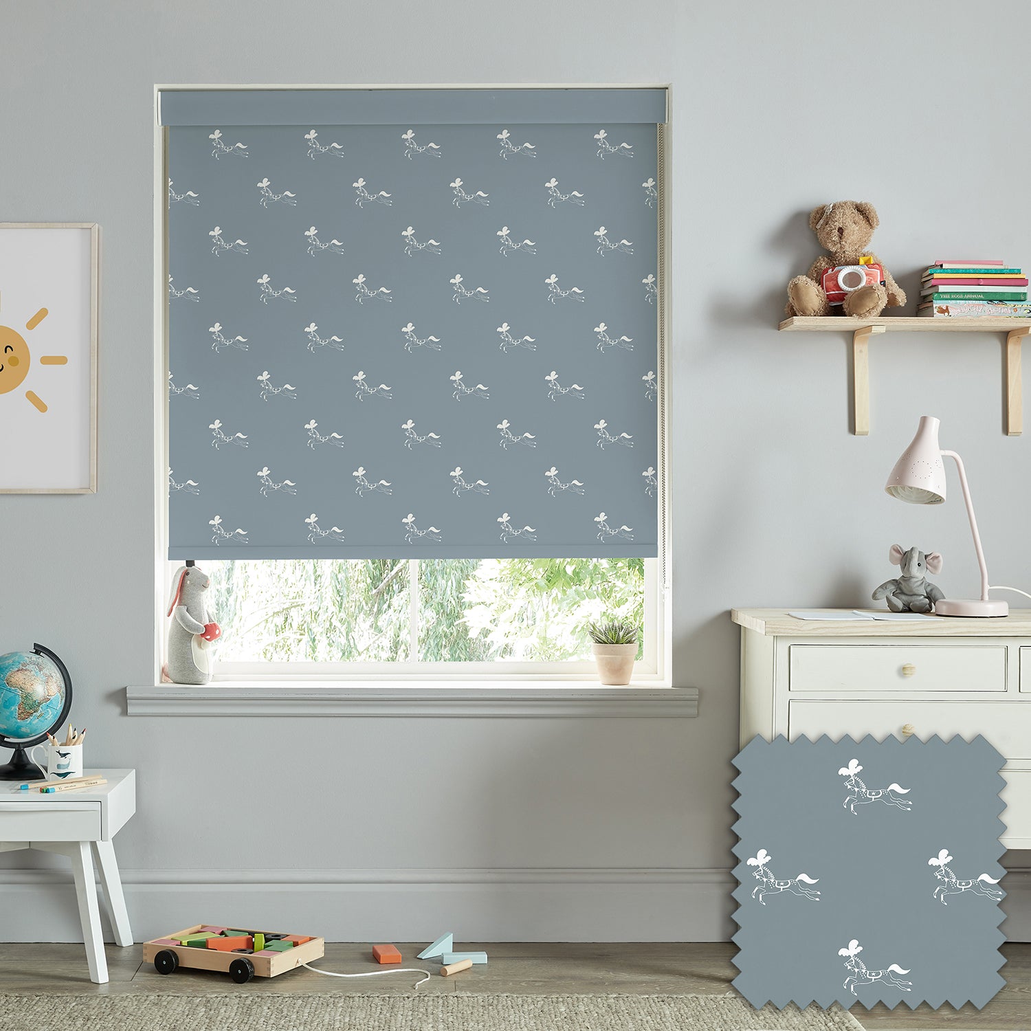 Fairground Ponies Teal Made to Measure Roller Blind