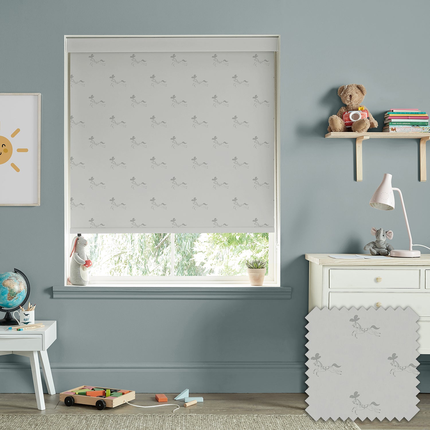 Fairground Ponies Warm Grey Made to Measure Roller Blind