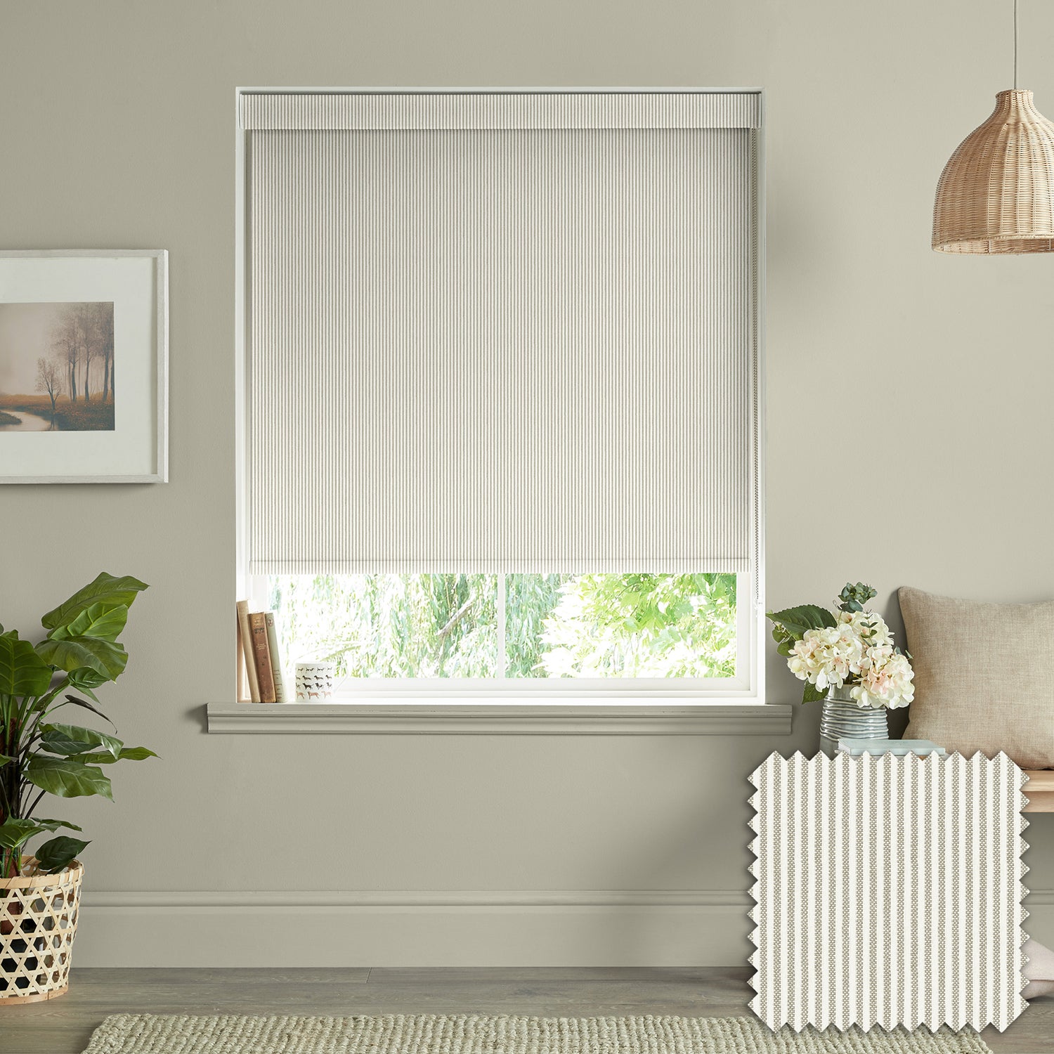 Stamford Stripe Natural Made to Measure Roller Blind by Sophie Allport