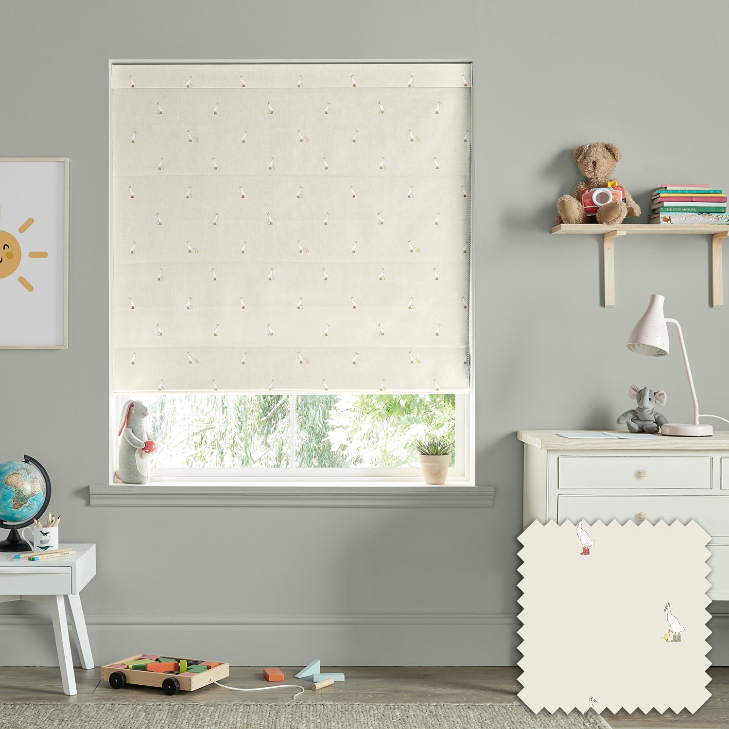 Runner Duck Neutral Made to Measure Roman Blind by Sophie Allport