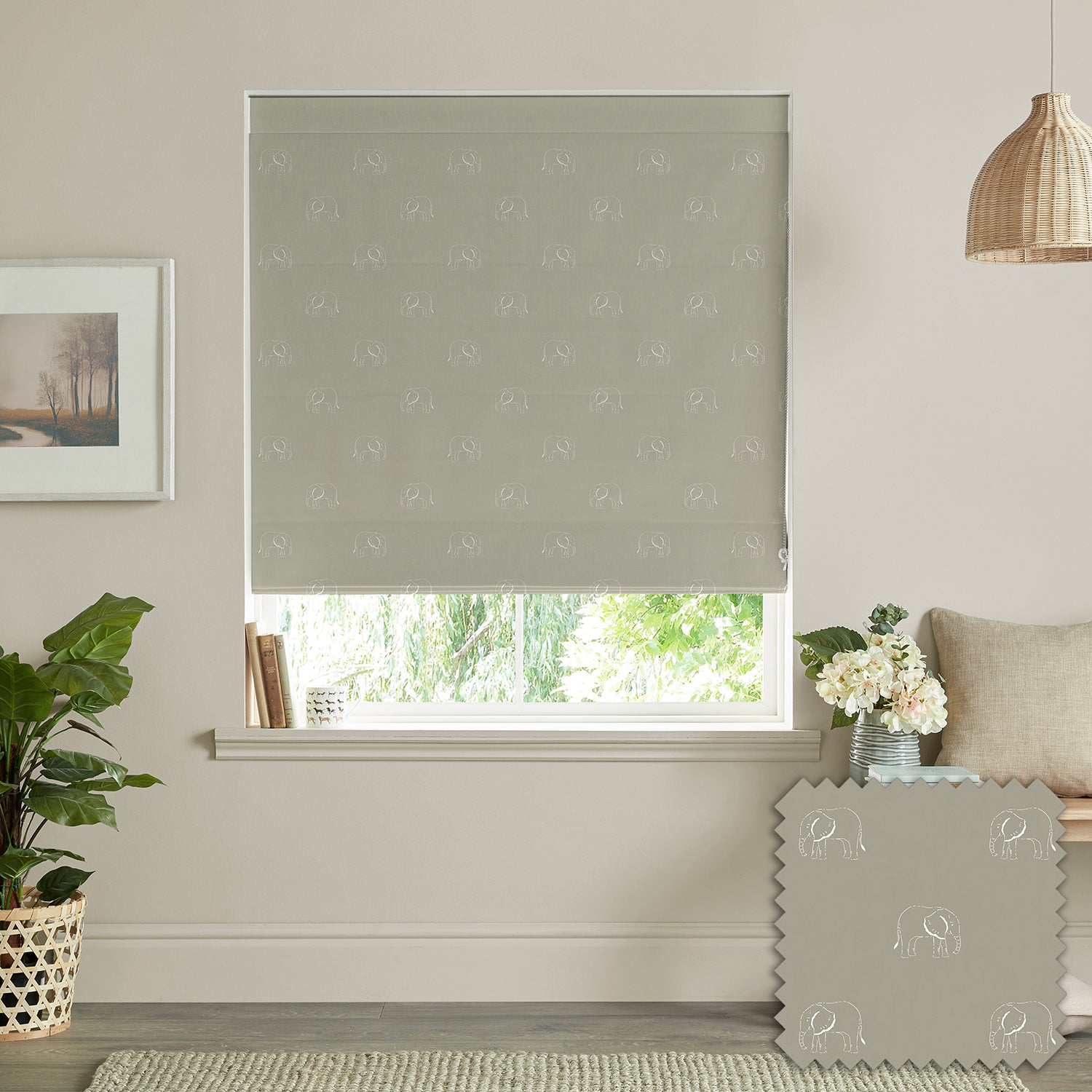 Elephant Sage Made to Measure Roman Blind