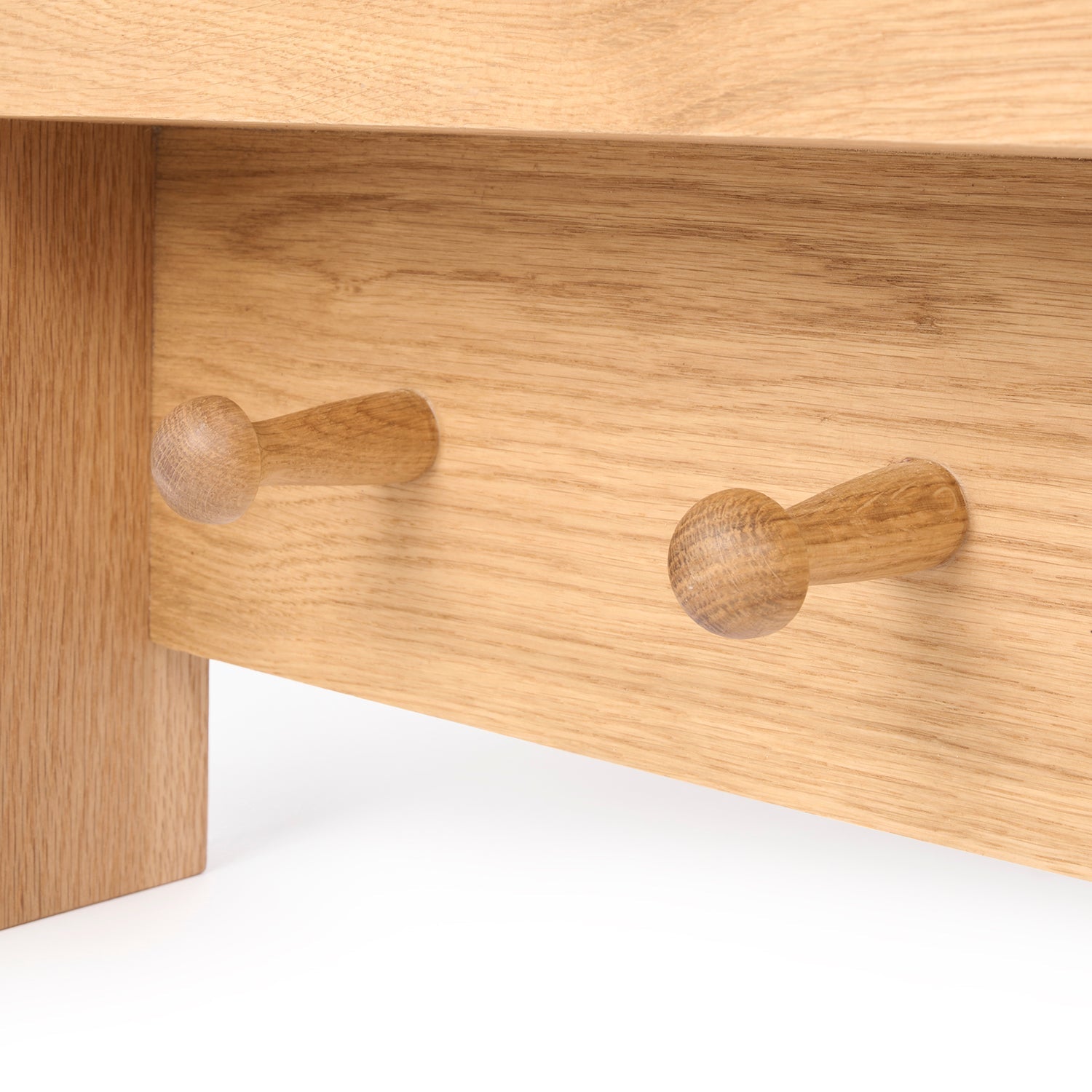 Oak display rack by Sophie Allport peg detail