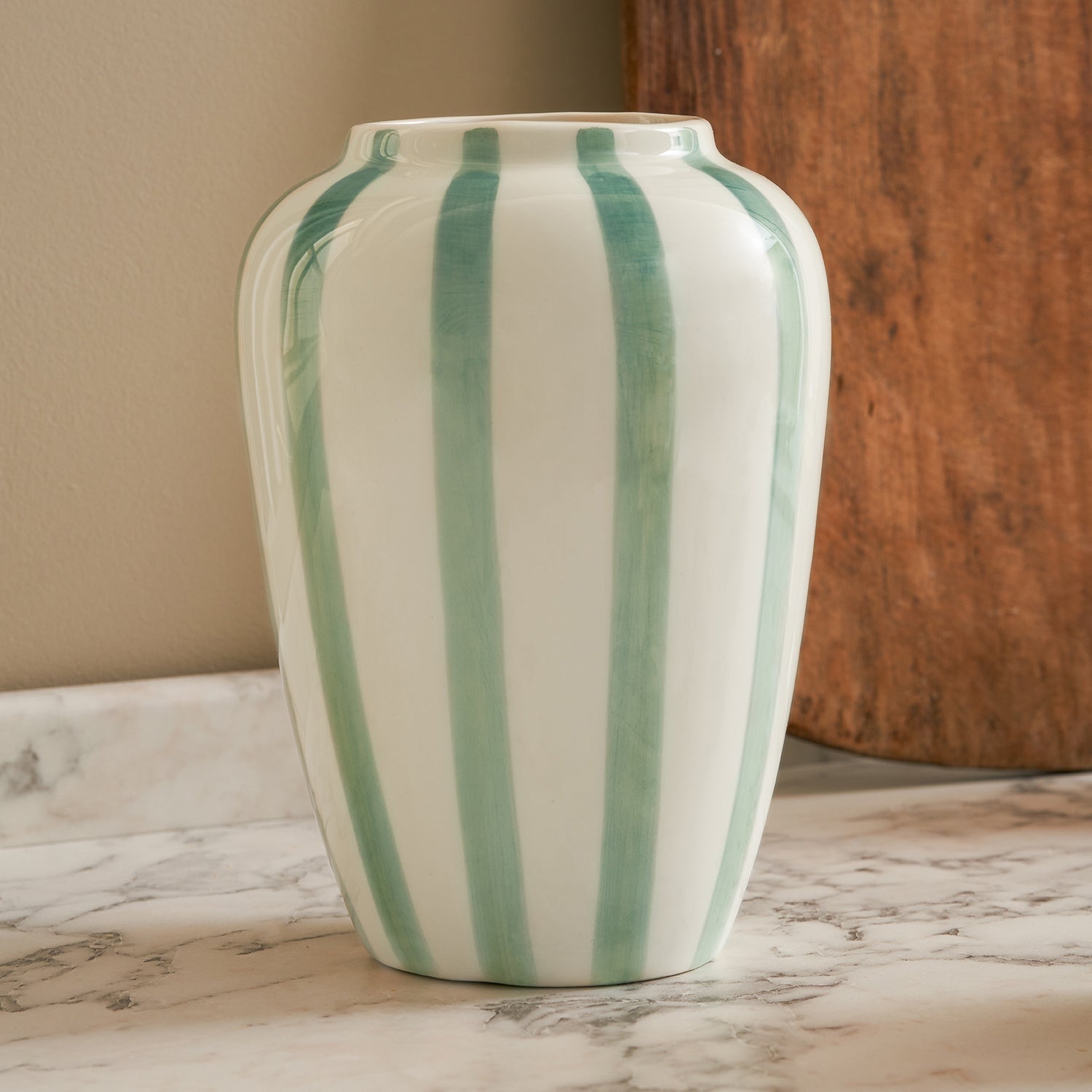 Pale Green Striped Vase