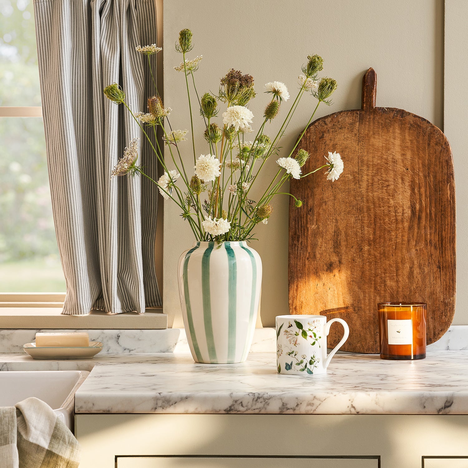 Pale Green Striped Vase