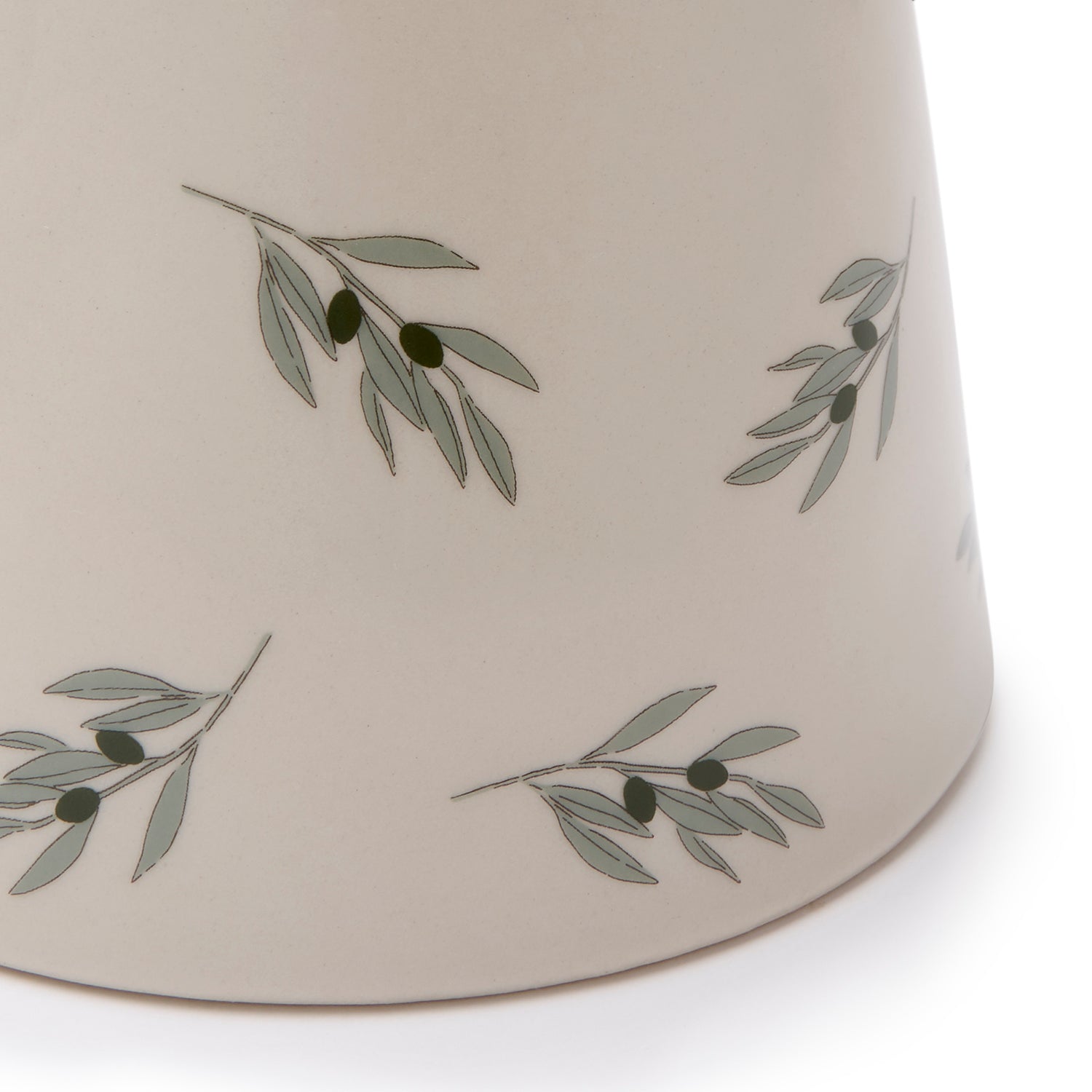 Stoneware jug with olive print by Sophie Allport base detail