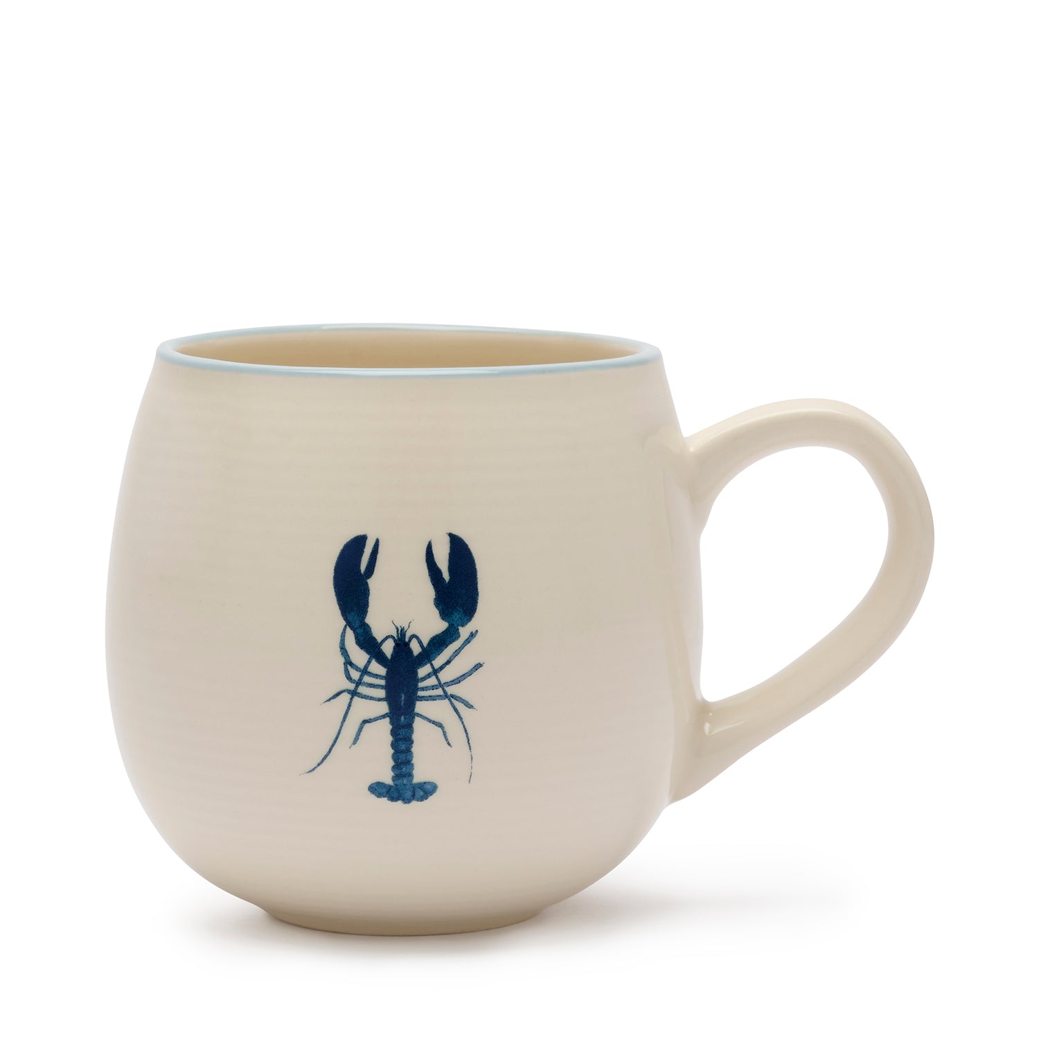 Stoneware mugs with lobster and crab print by Sophie Allport front