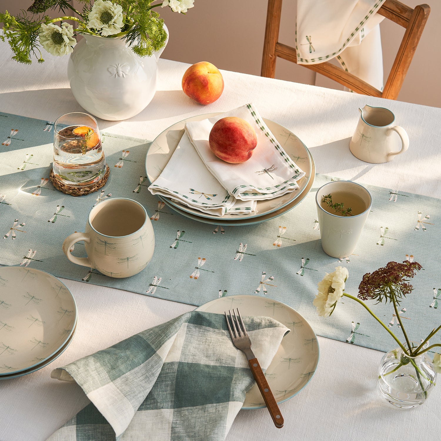 Dragonfly print tableware collection by Sophie Allport