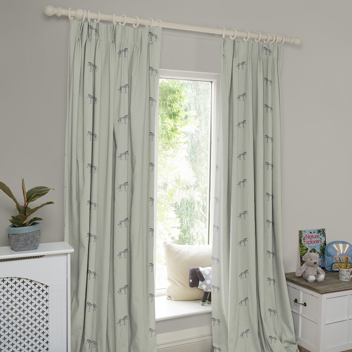 Zebra Sage Grey Made to Measure Curtains