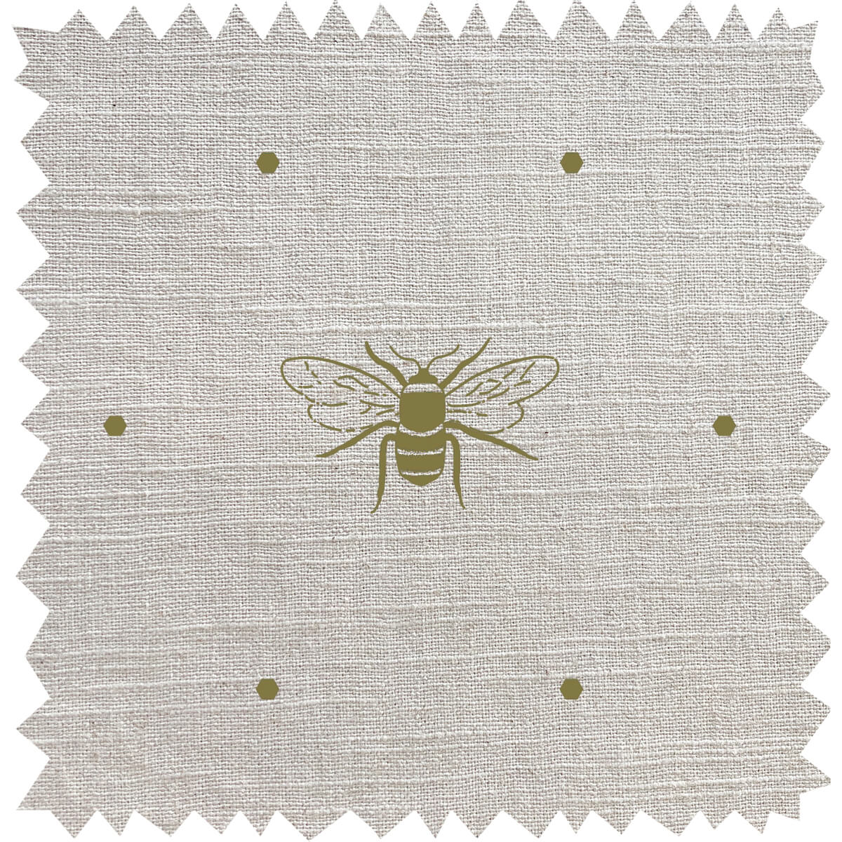 Bees Gold Linen Blend Fabric Sample