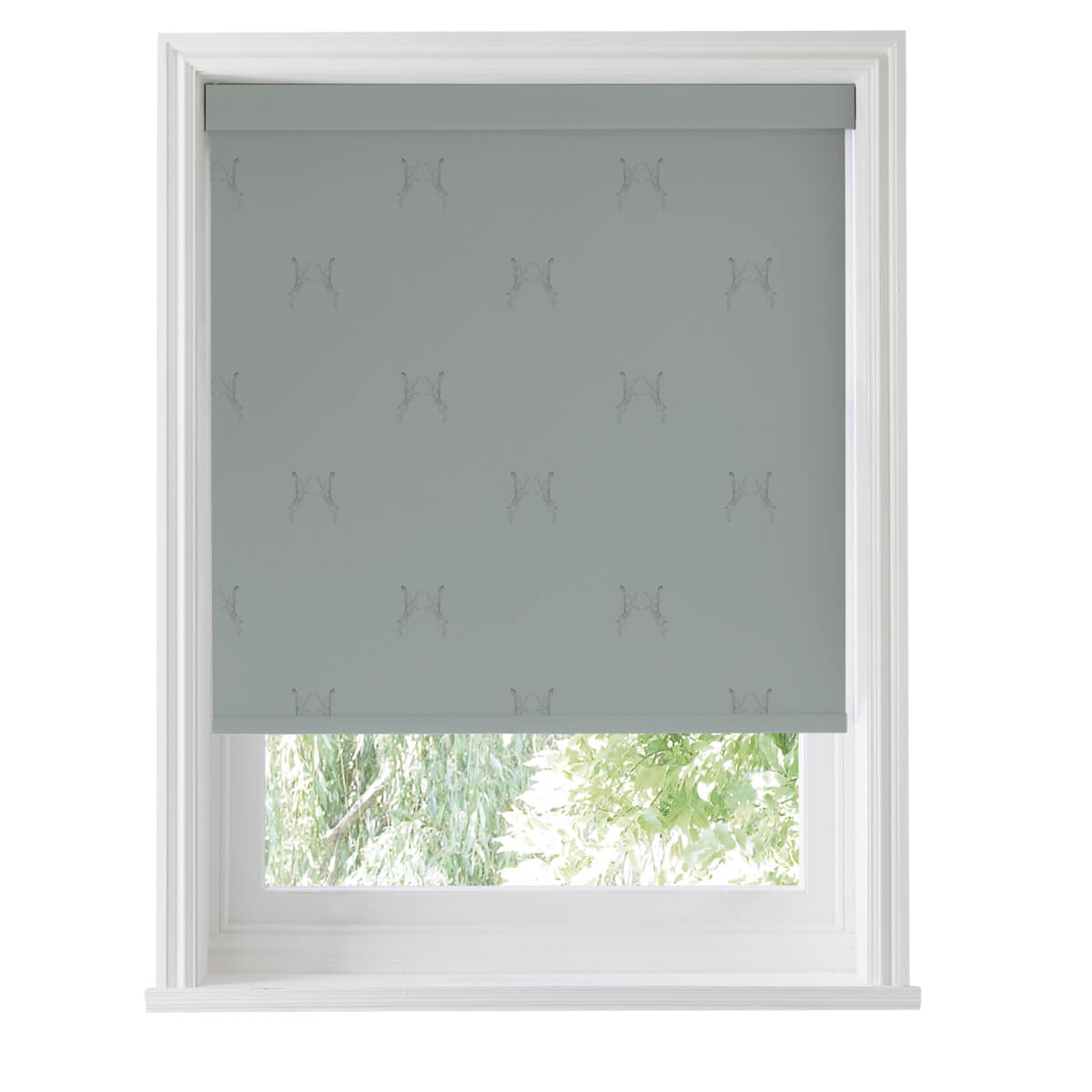 Boxing Hares Deep Duck Egg Roller Blind Sample