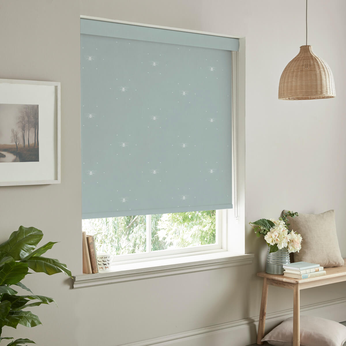 Bees Duck Egg Roller Blind Sample