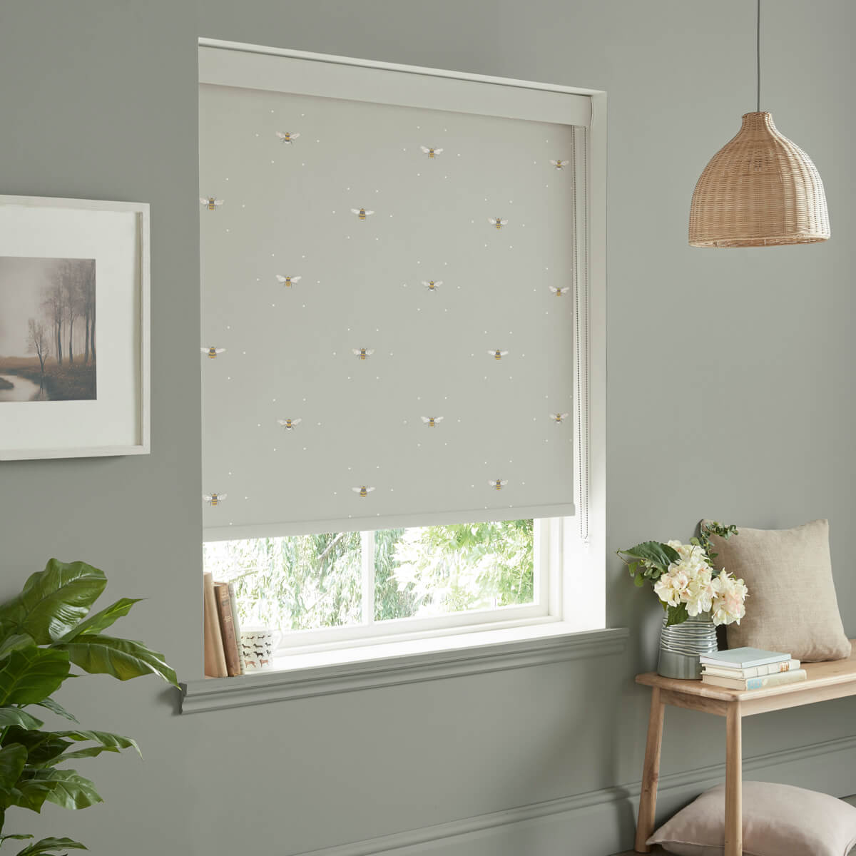 Bees Soft Linen Roller Blind Sample