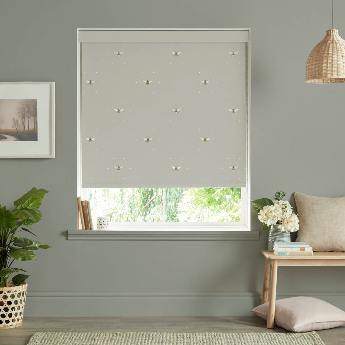 Bees Soft Linen Roller Blind Sample