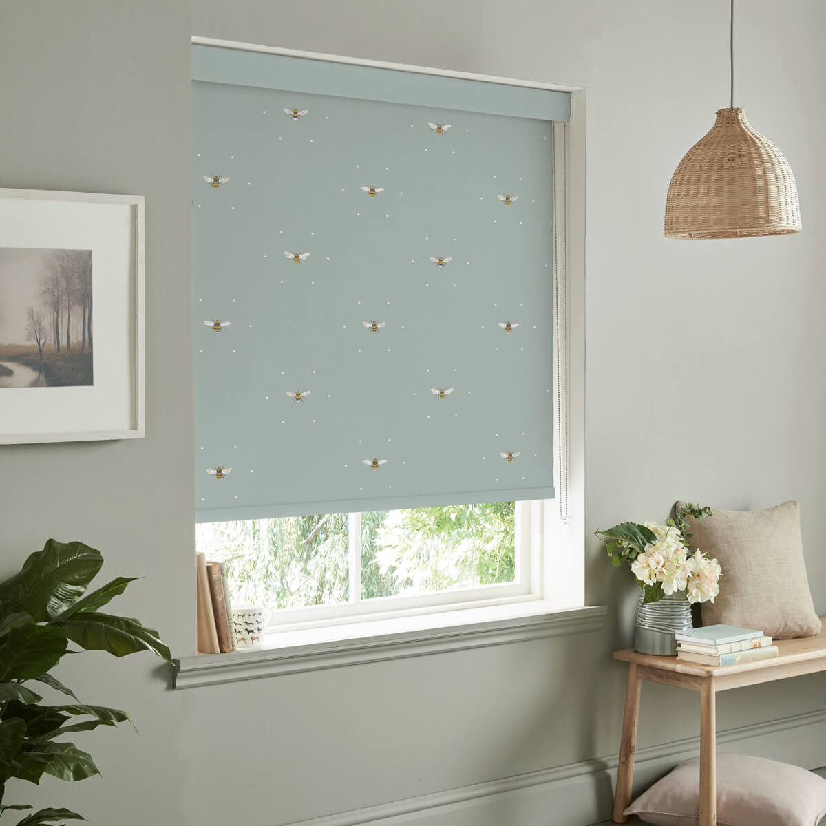 Bees Sky Roller Blind Sample