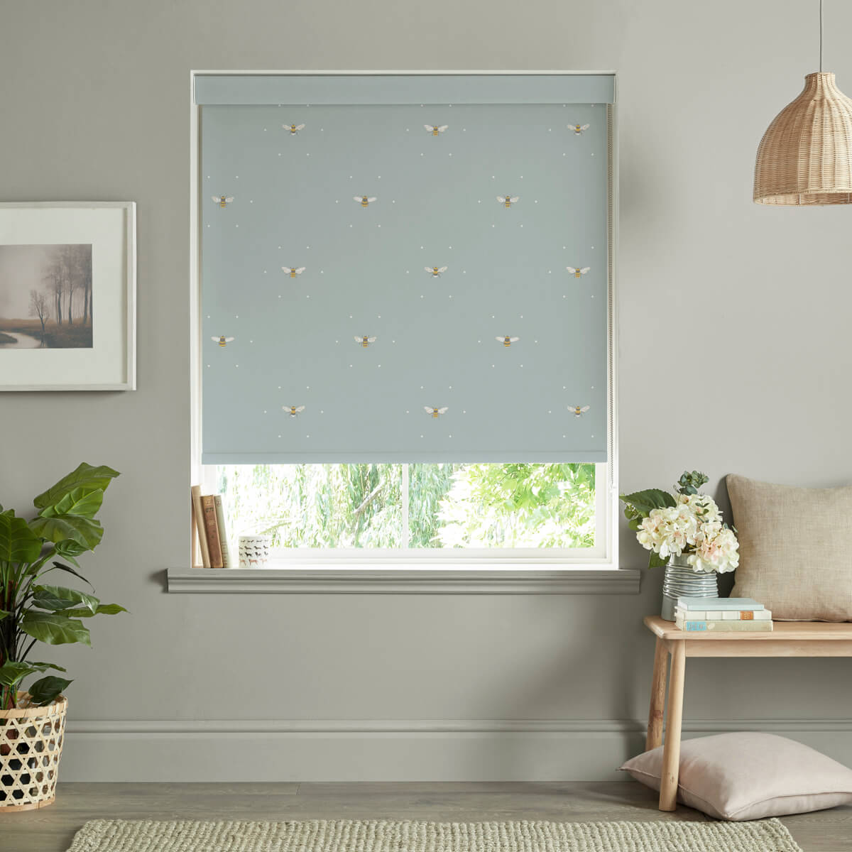 Bees Sky Roller Blind Sample