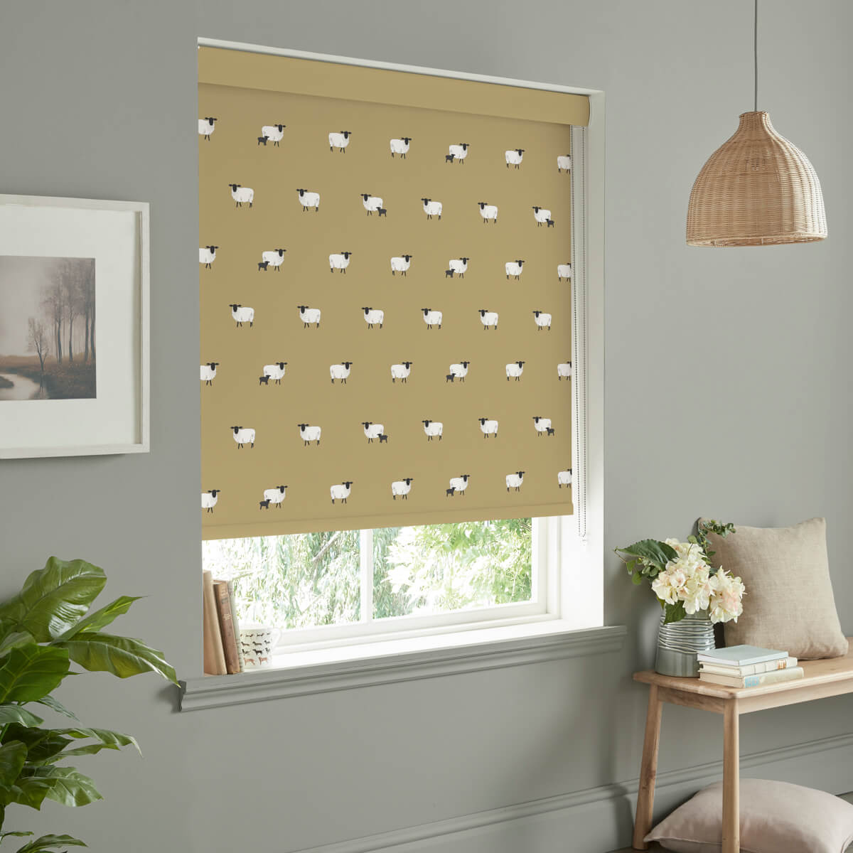 Sheep Ochre Roller Blind Sample